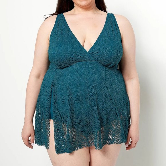 Swimsuits For All Other - Kim Gravel x Swimsuits For All Swim Dress with Crochet Overlay  5845